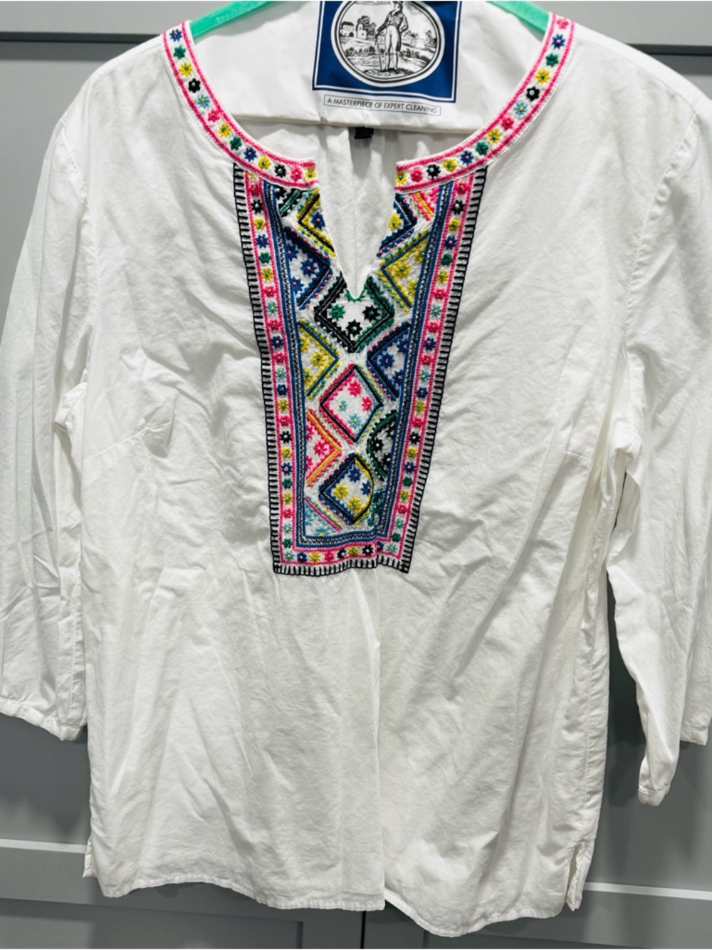 Talbots Embellished Voile Tunic, Size L 100% Cotton